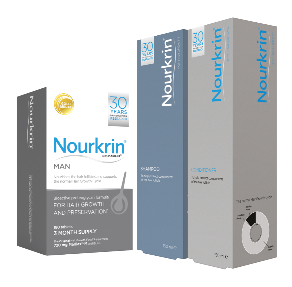 Nourkrin Man, Nourkrin shampoo and Nourkrin conditioner packs