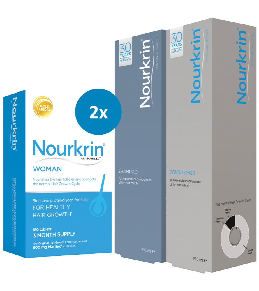Nourkrin Woman 6 month supply with shampoo and conditioner packs